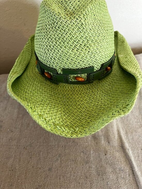 BullHide By Montecarlo Hat Green Straw Festival Concert Western Cowgirl Hat Szsm main image 9